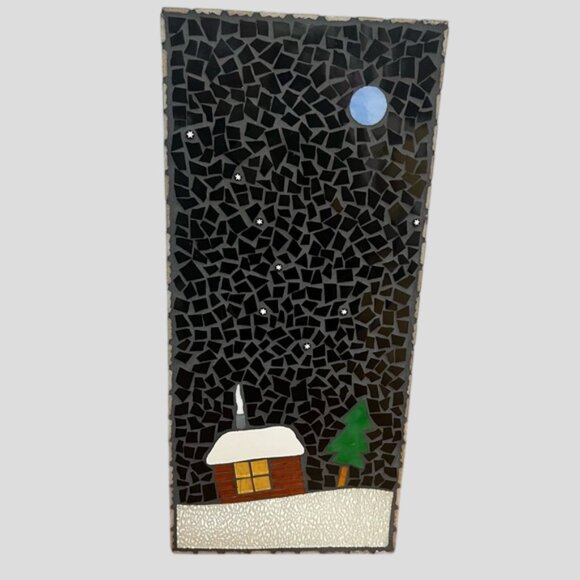 Handmade Winter Tile Mosiac Scene Wall Hanging - Picture 1 of 11